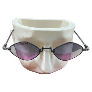 Diamond Dog Sunglasses Geometric Rhinestone Accents Purple Gradient Lenses Case